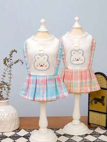 PETSIN 狗狗服装、猫咪服装、动物裙装、宠物春夏新品系列、幼犬连衣裙、公主风百搭连衣裙、条纹印花、小型动物服装、清凉防晒霜 - 彩色 - 查看 4