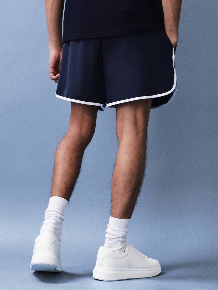 Swim Trunks With Contrast Piping