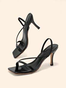 CUCCOO BASICS Ladies Sexy Back Strap Strap Fish Mouth Baring Black Fashion Elastic Strap Strap Summer Women's High Heel Sandals - Black - View 1