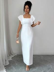 Elenzga Elegant Casual Commuter Women's Long Dress, White Dress, Suitable For Vacation, Casual Wear, Holiday, Summer Elegant Beach - White - View 7