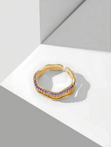 MOTF PREMIUM PRE-18K镀金紫色宝石双波浪戒指 - 紫色 - 查看 1