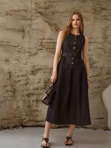 MOTF PREMIUM WOMEN'S CASUAL/DATE DENIM DRESS, SPRING/SUMMER - Blue - View 7