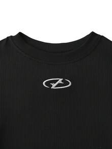 Women's Geometric Print Round Neck Long Sleeve Top And Pants Pajama Set - Black - View 3