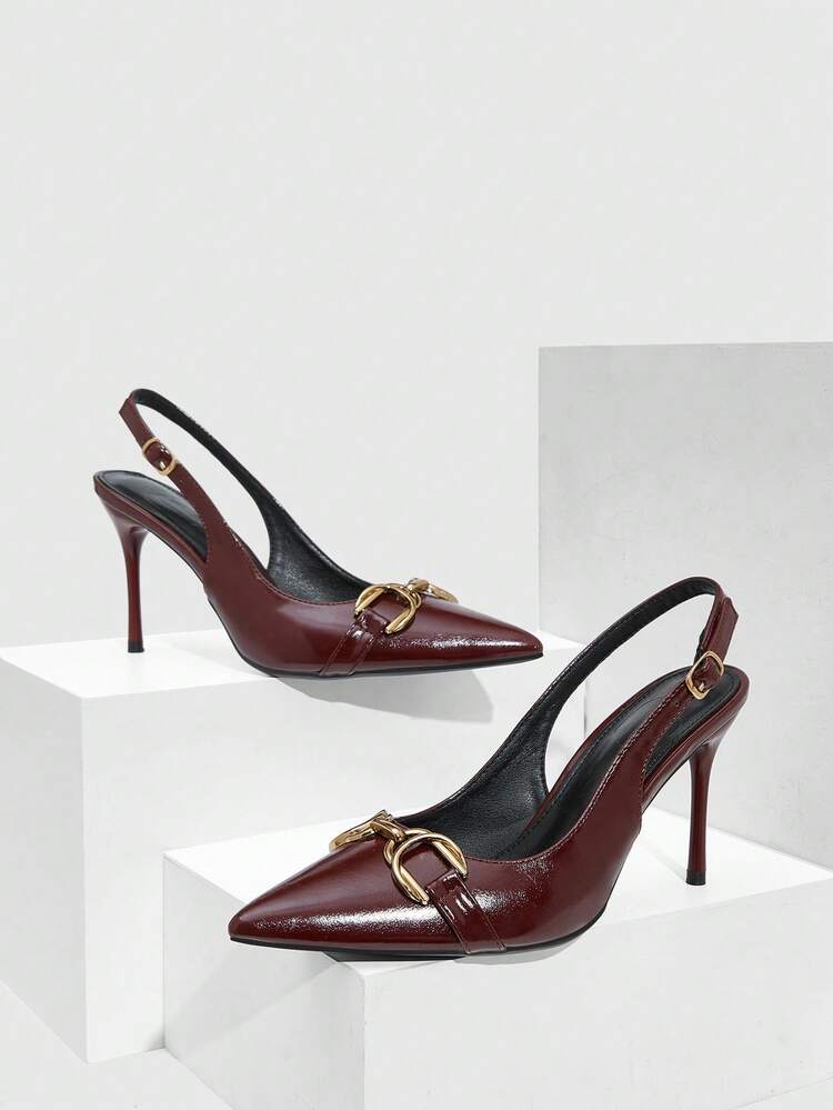 CUCCOO SZL Women's Fashion Versatile Pointed Toe Buckle Pumps Valentine's Day