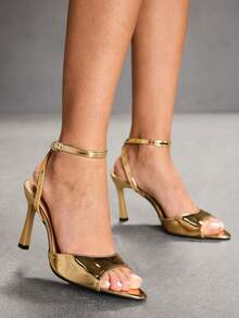 CUCCOO SZL Giày sandal cao gót nữ màu đỏ tía tối giản, có thể điều chỉnh, thích hợp cho mặc hàng ngày, giày mùa xuân, kỳ nghỉ xuân, lễ Phục sinh, dạ hội. - Vàng trung bình - Xem 6