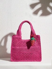 SHECARRY Women's Casual Straw Tote Bag, Suitable For Vacation - Multicolor - View 2