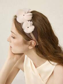 MOTF PREMIUM BIG PINK FLOWER MESH HEADBAND - Baby Pink - View 1