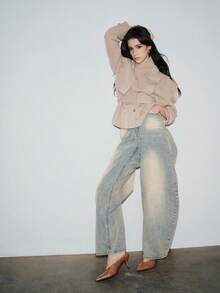 秋冬女士时尚高跟V领露趾穆勒鞋，棕色尖头套脚高跟鞋，适合办公室、工作场合、优雅派对等场合。 - 棕色 - 查看 5