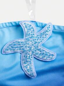 SHEIN Tween Girl Light Blue Mermaid Tie Dye Gradient Starfish Deco Tank Top And Mid Skirt 2pcs Set,Summer Holiday Vacation Outfit For Beach Music Festival - Blue - View 8