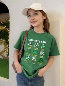 Tween Girls' Customized Basic Short Sleeve - Black Double Brushed Milk Silk - Approved Undershirt - Green - View 4