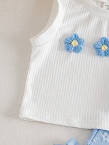 SHEIN Baby Girls Tank Top Co-Ords - Blue - View 4