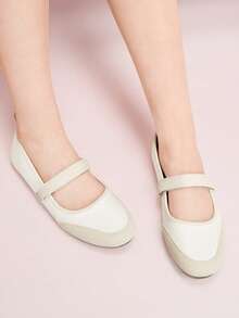 CUCCOO DOLLMOD Ladies Beige Mary Jane Flats Are Comfortable And Soft Valentine's Day - White - View 7