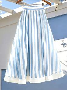 GlowEve 女士休闲蓝白条纹裙 - 藍白色 - 查看 3