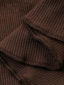 DAZY 女士度假植物刺绣罗纹修身露背吊带背心，夏季外出上衣 - 棕色 - 查看 7