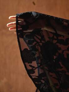 AKNOTIC Business Casual 男士梭织半透明镂空长袖休闲衬衫 - 黑色 - 查看 8