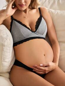 BloomMama Maternity Contrast Lace Nursing Bra - Multicolor - View 2