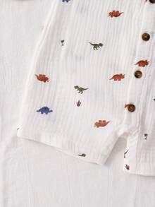 Cozy Pixies 男婴卡通椰子树图案圆领无袖连体短裤，休闲百搭 - 彩色 - 查看 6