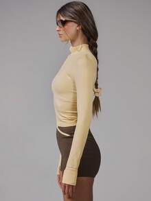 Musera Sport High Neck Seamless BBL Longline Jacket Sport Workout Gym Pilates Fitness Daily Casual Banana Pudding - Pale Yellow - View 3