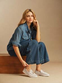 Rosivie 女士休闲平底乐福鞋，简约时尚，适合日常穿着 - 淺米 - 查看 4