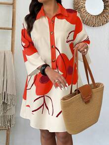 SHEIN LUNE 大码印花休闲度假连衣裙 - 彩色 - 查看 4