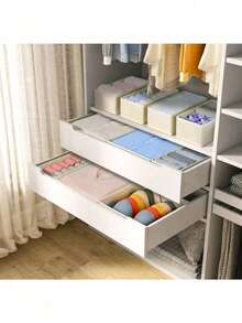 6-Piece Drawer/Desktop Cosmetics Storage Box, Dressing Table Storage Box, Anti Drop Multi Compartment Small Item Storage Box, Exquisite Storage Box, Room Decoration, Home Decoration, Autumn Decoration, Bedroom Decoration - White - View 3