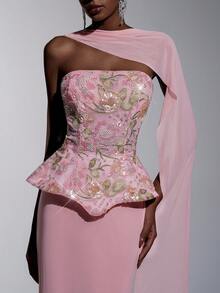 Elitara Đầm dạ hội sang trọng, thanh lịch, đính sequin và họa tiết ghép mảnh, chất liệu lưới co giãn, kiểu dáng đuôi cá, cổ yếm, thích hợp cho đám cưới, sự kiện, tiệc tùng, kỳ nghỉ, dạ hội và các dịp trang trọng. - Nhiều màu - Xem 8