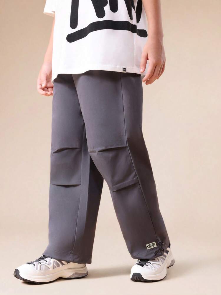 Wide Leg Cargo Pants With Elastic Cuffs