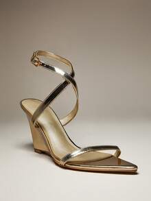 SHUZIA Women's Comfort Minimalist Ankle Strap Wedge Sandals - Gold - View 1