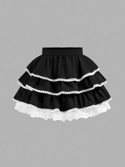 SHEIN Girlism Tween Girl Casual Pleated Skirt, Suitable For Spring/Summer Vacation