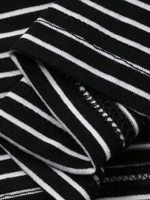 DAZY Girls (Small) Round Neck Striped Short Sleeve Casual T-Shirt, Fall - Black and White - View 8