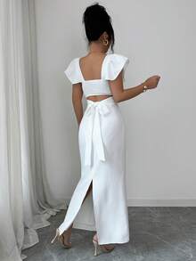 Elenzga Elegant Casual Commuter Women's Long Dress, White Dress, Suitable For Vacation, Casual Wear, Holiday, Summer Elegant Beach - White - View 2