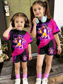 Trở lại trường học, Cô bé hoạt hình, Phong cách thể thao phối màu hồng và đen, Ngôi sao K-Pop, Thư giãn, Không khí mùa xuân, Bộ đồ đôi mẹ con/bạn thân, Bộ 2 món áo tay ngắn và quần short rộng rãi thoải mái cho bé gái tuổi teen mùa hè, Phong cách Hàn Quốc, Lễ hội chào đón năm học mới - trắng - Xem 3