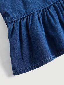 Firerie Kids 两件套少女时尚休闲 Y2K 复古酷炫街头风，深蓝色牛仔吊带背心搭配弹力腰带宽松舒适牛仔裤，两件套童装，适合少女日常穿着，也适合春夏派对、节日和街头服饰。 - 藍色 - 查看 4