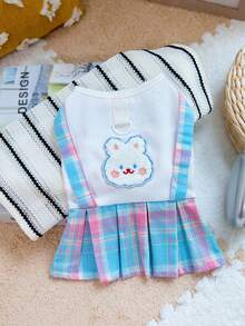 PETSIN 狗狗服装、猫咪服装、动物裙装、宠物春夏新品系列、幼犬连衣裙、公主风百搭连衣裙、条纹印花、小型动物服装、清凉防晒霜 - 彩色 - 查看 5