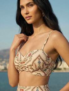 CAJUNI Tropical Vacation Tropical Chintz Cute Blouse - Khaki - View 3