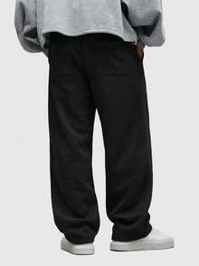 ROMWE MEN Street Life Spring Casual Graphic Men'S Elastic Waist Drawstring Casual Sweatpants - Black - View 8