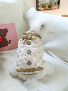 PETSIN 1件宠物毛衣，春秋季镂空针织毛衣，猫狗通用休闲服装 - 彩色 - 查看 8