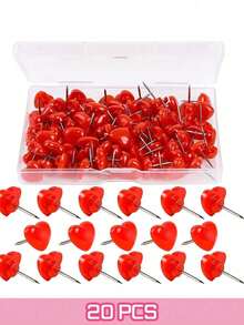 20/50pcs Multicolor Heart Shape Push Pins, Thumb Tacks,Suitable For Cork Board,Wall Hanging, Bulletin Board, Christmas Decoration, Holiday Gifts, Valentine's Day Gifts - Multicolor - View 20