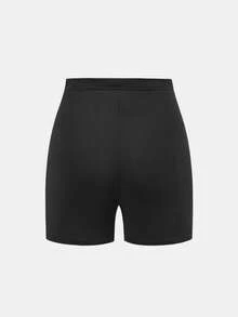 SHEIN Teen Girls' Black Knit Elastic Leggings, All-Match Riding Pants, Minimalist Versatile Everyday Activewear - Black - View 6