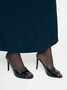 Mnmlis 女士高跟凉鞋，带跟拖鞋，露趾鞋 - 黑色 - 查看 9