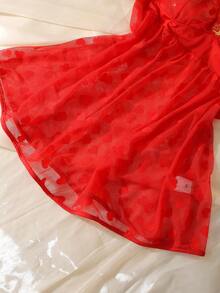 DelicateAllure 性感柔软吊带心形图案加大码睡裙，适合情人节 - 紅色 - 查看 10