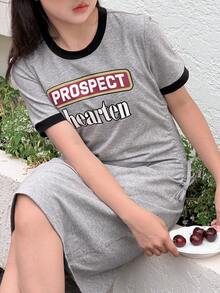 DAZY 少女卡通图案连衣裙 - 灰色 - 查看 5