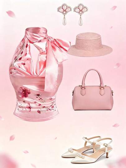 GlowEve Elegant Young Draped Neck Bowknot Blouse