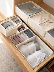 Pc Cloth Lingerie Compartment Storage Box, Drawer-Type Underwear Organizer For Home Use Decorations - Beige - View 7