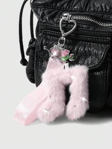 ROMWE Kawaii 1. Móc khóa đa năng mới, sáng tạo, ngọt ngào và dễ thương, tinh tế, cao cấp, màu trắng ngọc trai giả, hình ngôi sao, nơ, hoa dâu tây, đá quý sáng lấp lánh, hình chữ thập, mũi tên xuyên tim, cánh acrylic, chấm bi, dây đeo cổ tay, ngôi sao hai mặt màu hồng, nốt nhạc nhung, mặt dây chuyền DIY, phụ kiện móc khóa, mặt dây chuyền túi xách, thích hợp cho chị em gái, bạn gái, bạn bè, các cặp đôi đeo hàng ngày, quà tặng ngày lễ. - Màu hồng -1 - Xem 8