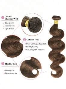 Paquetes De Cabello Castaños Color #4 Ondas De Cuerpo - 1 Paquete De Paquetes De Ondas De Cuerpo De Cabello Humano De Color Marrón Claro - S4 - Ver 3