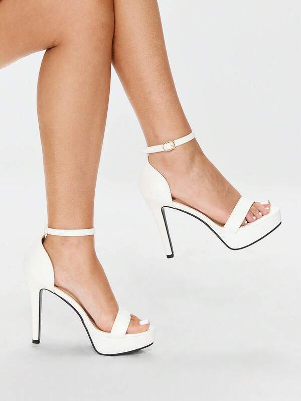 Glitzique 女士踝带高跟凉鞋，厚底高跟鞋