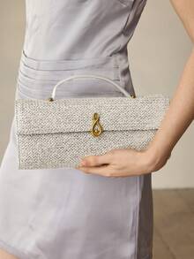 MOTF PREMIUM ELEGANT EMBOSSED TOP HANDLE BAG FOR COMMUTER - Silver straw - View 8