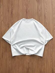 TOKVUE Men's INS Style Casual Loose Fit T-Shirt, Boyfriend/Husband Gift, Anniversary Gift, Fashion - White - View 5