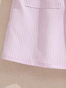 Souflis Souflis Baby Girl Striped Print Frill Trim Dual Pocket Dress - Purple - View 6